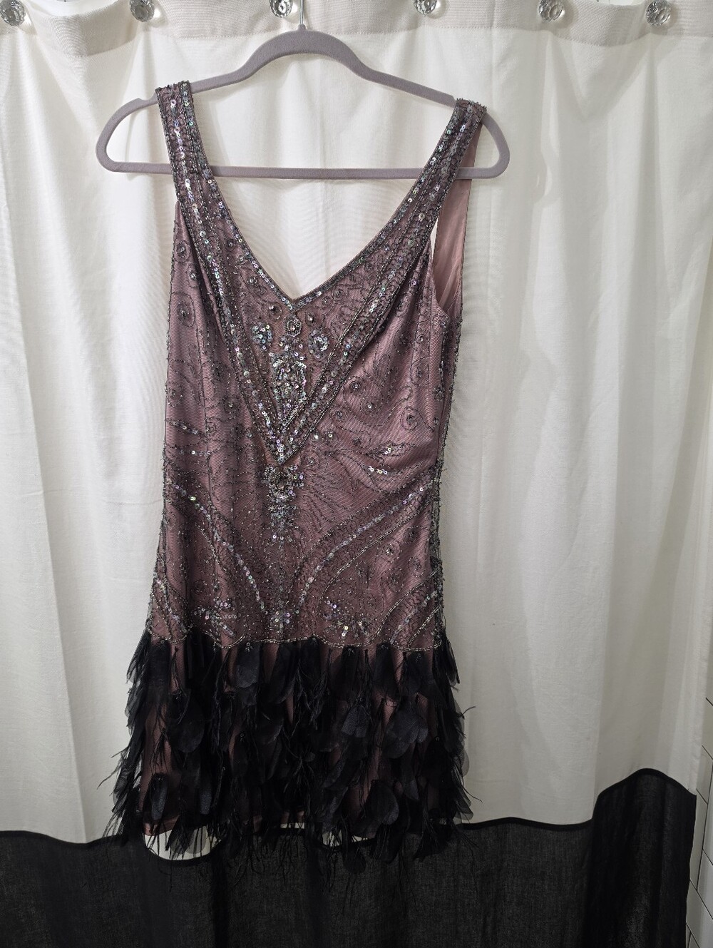 Sue Wong nocturnal gatsby Feather Dress size 10